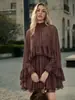 DZ Conjunto de dos piezas de vestido de gasa elegante de primavera/verano nuevo transfronterizo europeo y americano con camisola interior de moda