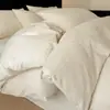 Juego de ropa de cama minimalista de lujo ligero estilo japonés de cuatro piezas, sábana y funda de edredón de algodón lavado, juego de ropa de cama de algodón puro, juego de tres piezas para dormitorio