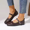 Comercio exterior transfronterizo talla grande otoño 2026 nuevo zapato Mary Jane de punta cuadrada para mujer con correa de hebilla individual zapatos casuales planos