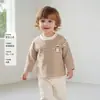 Camada Base para Bebê Primavera e Outono Camiseta de Manga Longa para Meninos e Meninas Estilo Coreano Camada Base Infantil Casual Listrada Roupa Íntima Top