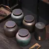 Bote de Té Dorado, Tarro Sellado de Cerámica, Tarro de Almacenamiento a Prueba de Humedad, Bote de Té Pu'Er para el Hogar, Caja Vacía Vintage, Artículo de Regalo de Alta Gama