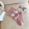 Calcetines para Mujer Primavera y Otoño Estilo Coreano Dibujos Animados Lindo Calcetines Medianos para Mujer Ins Moderno Estilo Japonés Flocado Gato Cachorro Pila Calcetines para Mujer