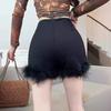 Pantalones Cortos Negros Mao Mao para Mujer Otoño e Invierno 2023 Nuevo Estilo Ropa Exterior Moda Ajustados Adelgazantes de Cintura Alta de Línea A Pantalones Cortos para Chicas Atrevidas