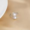 Anillo de Plata de Ley 925 con Perla Natural de Agua Dulce para Mujer Simple Ins Versátil Elegante de Alta Gama Anillo para Dedo Abierto