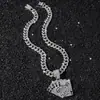 Cadena Cubana de Hombres de Estilo Nuevo Transfronterizo Europeo y Americano Cadena Cubana Completa con Diamantes Colgante de Naipe Estilo Hip-Hop Collar