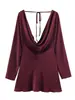 Primavera de 2026 Nova Roupa Feminina Estilo Sexy Decote V Bainha em Linha A Textura de Cetim de Seda Vestido Fluido Saia Curta Cor Lisa