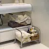 Carrito de Bocadillos Estilo Vintage con Estante de Almacenamiento, Organizador Móvil de Varias Capas para Libros y Juguetes junto al Sofá en la Sala de Estar, Cesto de Ropa Sucia