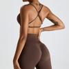 Sutiã Esportivo Europeu e Americano Sem Costura com Costas Cruzadas Feminino Bege Roupa de Yoga Corrida Secagem Rápida Colete de Yoga Sutiã Fitness