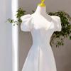 Vestido de Novia Francés de Satén Ligero 2026 Estilo Nuevo Blanco Simple Elegante Novia Francés Retro Hepburn Vestido de Novia