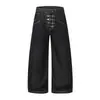 Jeans de Pierna Ancha para Hombre con Estilo Hippie Rock Heavy Metal, Cierre Frontal con Hebilla de Avión, Diseño Único, Pantalones Largos de Corte Holgado de Nicho