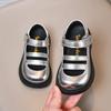 Zapatos Casuales Huecos de Cuero para Niñas 2025 Primavera y Otoño Nuevos Suela Blanda Velcro para Niños Zapatos de Princesa Versátiles Bailarinas