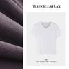 Camiseta Gola V de Linho Tencel para Mulheres, Manga Curta, Verão, Ombro Normal, Mangas Levemente Franzidas, Caimento Fresco e Confortável, Top 1688 para Mulheres