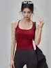 Camisole sexy americana com bojo grosso para mulheres, peça externa de verão, regata sexy sem mangas justa com decote U