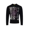 WT722 High Street Estilo Americano Neutro Retrô Design Gráfico de Letra Estampado Versão Ajustada Camiseta de Manga Longa Streetwear Masculino
