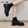 Mocasines de Cuero Suave con Suela Gruesa para Mujer 2026 Nuevas Llegadas de Otoño Suela Suave Antideslizantes Versátiles Mocasines Estilo Británico Zapatos de Cuero Pequeños para el Trabajo