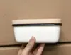 Caja de Mantequilla Esmaltada Gruesa de Borde Enrollado Estilo Japonés, Caja de Conservación, Recipiente para Mantequilla