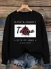 Moletom Feminino Estampa Tokyo Love City Gola Redonda Solto Street Casual Pulôver Outono Confortável