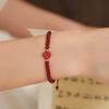 Pulseira de Contas de Ágata Vermelha Natural Badu Feminina Feita à Mão Tecida Design de Nicho Vermelho do Sul para Presentear Senso de Alta Qualidade