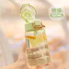 Novo copo de plástico popular da moda copo de água portátil para esportes ao ar livre copo de viagem para estudantes com tampa de abrir copo espacial simples e criativo