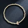 Pulseira Elástica Feminina com Letras Brilhantes da Moda e Simples com Contas Ccb Cruz de Amazon Joias Mais Vendidas Transfronteiriças