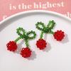 Moño pequeño fresco de cristal doble cereza DIY tejido a mano con cuentas pasador accesorios para el cabello material para aretes al por mayor