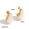Pendientes de Resina con Forma de C de Moda Transfronteriza Color Ámbar Acero Inoxidable con Galvanoplastia al Vacío en Oro de 18K Pendientes Que No Se Desvanecen