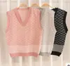 Chaleco de Punto Suelto Versátil Coreano Estilo Perezoso a Cuadros Otoño/Invierno 2025 Suéter de Cuello V