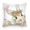 Funda de almohada para el hogar Pascua Dibujo animado Conejito Huevo Piel de melocotón Estampada Funda de almohada para sofá de sala de estar Cojín de dormitorio