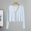 Cárdigan de punto transfronterizo para primavera y verano para mujer, cárdigan exterior fino calado para aire acondicionado, chaqueta corta de seda helada protectora solar