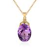 Pingente de Zircônia Ametista Estilo Coreano Banhado a Ouro Branco Rosa 18K Incrustado com Joia Roxa Cor Tesouro Pingente