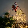Lámpara de Proyección Hueca de Arte en Hierro Alimentada por Energía Solar Impermeable para Exteriores Lámpara de Tetera de Papá Noel Luz de Decoración de Césped para Jardín
