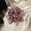 Elegante Elástico de Cabelo com Mistura de Organza e Pérolas para Mulheres, Acessório de Cabelo de Moda Coreana de Alta Qualidade e Estiloso