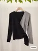 Cardigan de Tricô Macio e Sedoso com Gola V em Cor Contrastante para Mulheres 2026 Outono Inicial Novo Estilo Jaqueta de Tricô Estilo Lazy Preppy Top