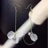 Estilo coreano Novo Elegante Gancho de Orelha Longa Flor Borla Brincos All-match Brincos Assimétricos Distintivos para Mulheres