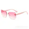 Novos Óculos de Sol Sem Aro Cortados na Borda Transfronteiriços para Meninos e Meninas, Óculos de Sol Fashion com Proteção UV, Óculos Infantis Tendência Street Style