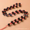 Cordón para Colgante de Cadena de Cuentas de Ágata Negra Tejido a Mano, Cordón de Collar Tricolor Rojo, Verde y Negro Ajustable, Cordón para Colgar Colgante de Jade para Hombres y Mujeres