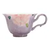 Caneca de cerâmica com alça pintada à mão com peônia e borboleta em underglaze, xícara de café pequena para mulheres, xícara de chá para uso doméstico