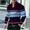 Camisa de Manga Larga Estampada en 3D para Hombre Patrón de Bloques de Color Geométricos Vintage Casual con Botones Ropa para Hombre Transfronteriza Amazon