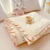 Versión Coreana 2026 Encaje Francés Estampado Floral Madre-Hijo Algodón Puro Doble Capa de Gasa Colcha de Verano Estilo Princesa Fresca Colcha Refrigerante de Verano