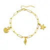 Pulseira de Verão Europeia e Americana Joia Aço Inoxidável Galvanizado Ouro 18K Tornozeleira Estrela do Mar Concha Feminina Não Desbota Aço Titânio Estilo Ins