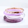Set de 4 Pulseras de Resina de Moda y Únicas, de Venta Caliente Transfronteriza, Pulseras Minimalistas Redondas Semitransparentes para Mujer, Moda de Alta Gama