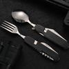 Mini Plegable Desmontable Combinación Vajilla de Viaje Montañismo al Aire Libre Mango de Aluminio Multi-Apertura Cuchillo para Exteriores Regalo Cuchillo para Fruta