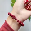 Cinnabar Púrpura Arena Dorada Año Zodiacal Buda Zodiacal Pulsera Bolsa de Dinero Flor de Rosa Flor Pequeña Pixiu Ruyi Pulsera Hecha a Mano