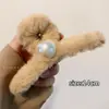 Pinza de Garra de Peluche para Mujer, Pinza Grande para el Cabello de Otoño e Invierno con un Toque de Lujo, Pinza de Tiburón Ins para Cabello Grueso, Pasador para Moño, Accesorio para el Cabello