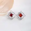 Pendientes Coloridos de Piedra Natural con un Toque de Lujo, Diseño de Girasol de Lujo Ligero, Estilo Fresco, Superventas Transfronterizo, Rubí en Forma de Flor