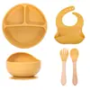 Baberos de Silicona, Baberos para Alimentar Bebés, Baberos Impermeables de Grado Alimenticio para Comer, Baberos Finos para Saliva, Juego de Vajilla Infantil Anti-Suciedad