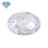 Gema Huagang con un solo agujero en forma de huevo y doble cara de tortuga, circonita blanca, piedra desnuda, cara ovalada a cuadros, cara de circonita blanca con agujeros