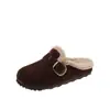 Zapatos Birkenstock Retro de Suela Gruesa para Aumentar Altura, Felpa, Talón Abierto, Mujer 2026, Nuevos Zapatos de Algodón Cálidos para Otoño e Invierno con Hebilla
