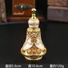 Botella rellenable vintage desgastada hecha de metal y vidrio con pintura esmaltada, botella de perfume fragancia árabe egipcia Dubái, botella con aplicador