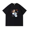 2025Mi Nuevo Cuello Redondo Holgado Primavera y Verano Algodón Puro Versátil Casual Diario de Manga Corta Estilo Familiar para Hombres y Mujeres